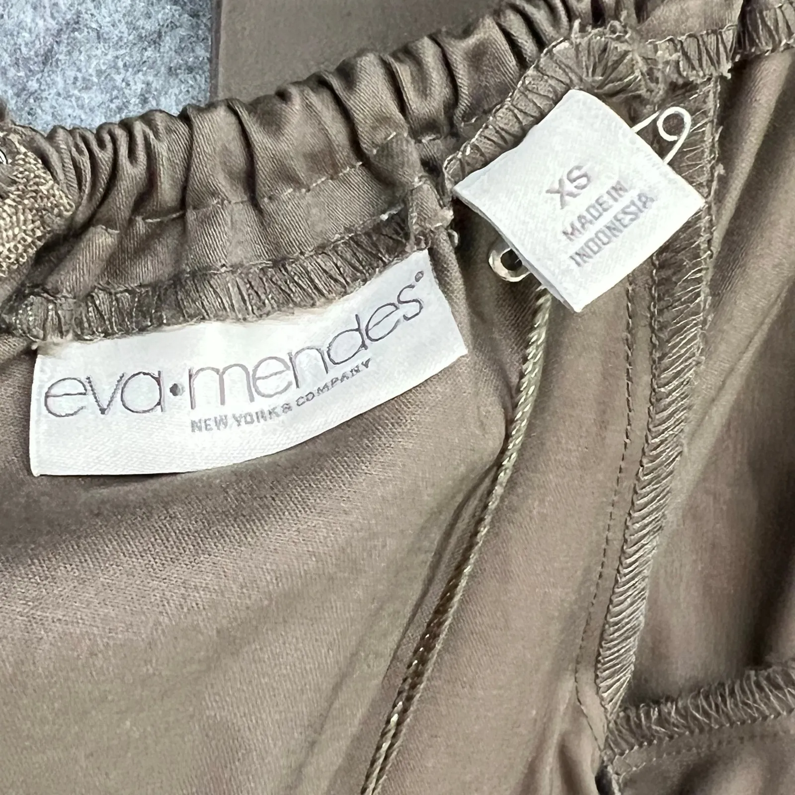 Eva Mendes NYC Midi Dress XS Brown Cream Off The Shoulder Belted Cottage Classic - Image 13