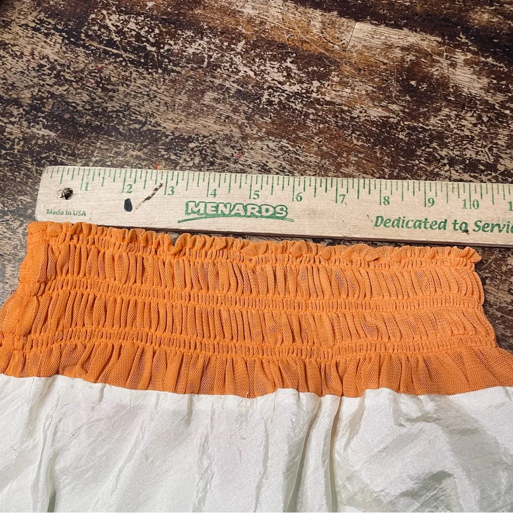 Y2K Poupette St Barth‎ mesh ruffle mini skirt orange small - Image 5