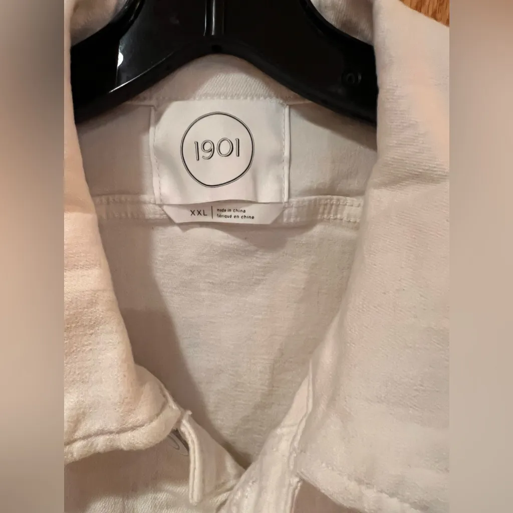 Nordstrom 1901 White Soft Denim Jean Button Front Cropped Jacket Size‎ XXL - Image 9
