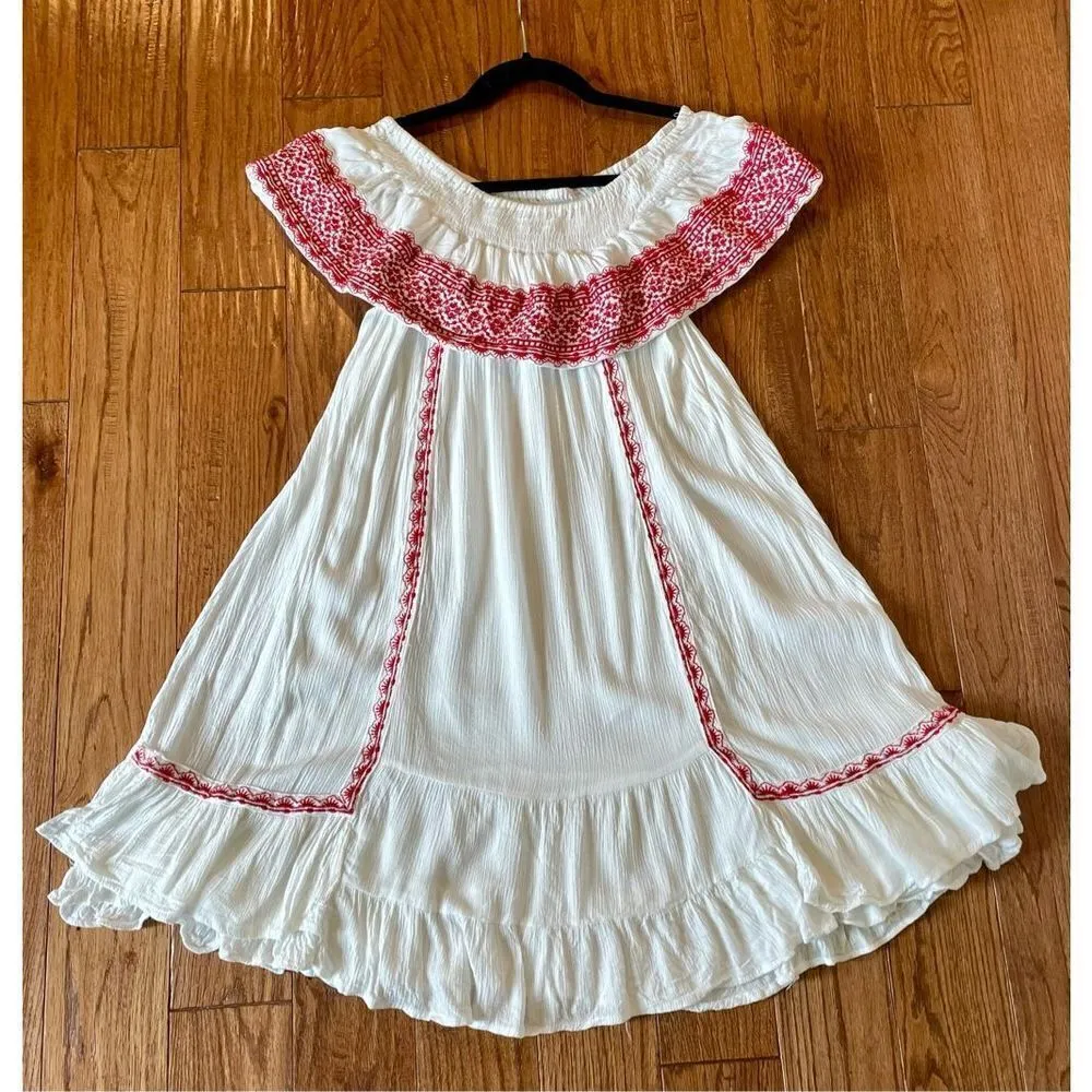 Muche muchette white gauze embroidered swing dress Size M - Image 7