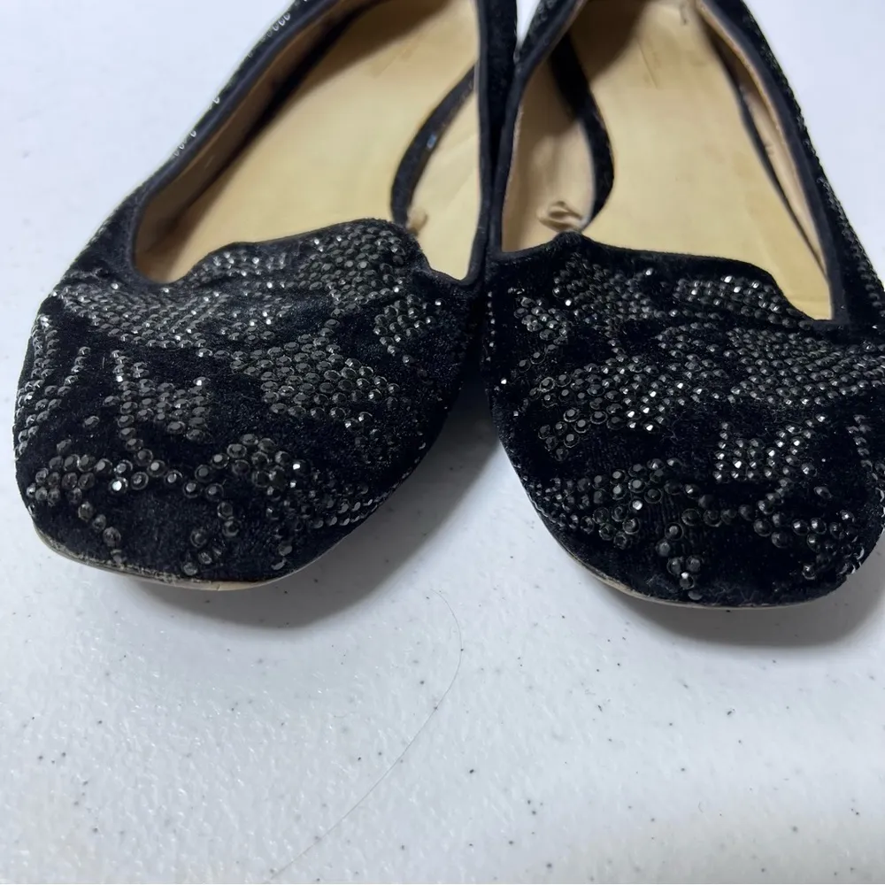 Zara Black Velvet Rhinestone Embellished Loafer Flats - Image 3