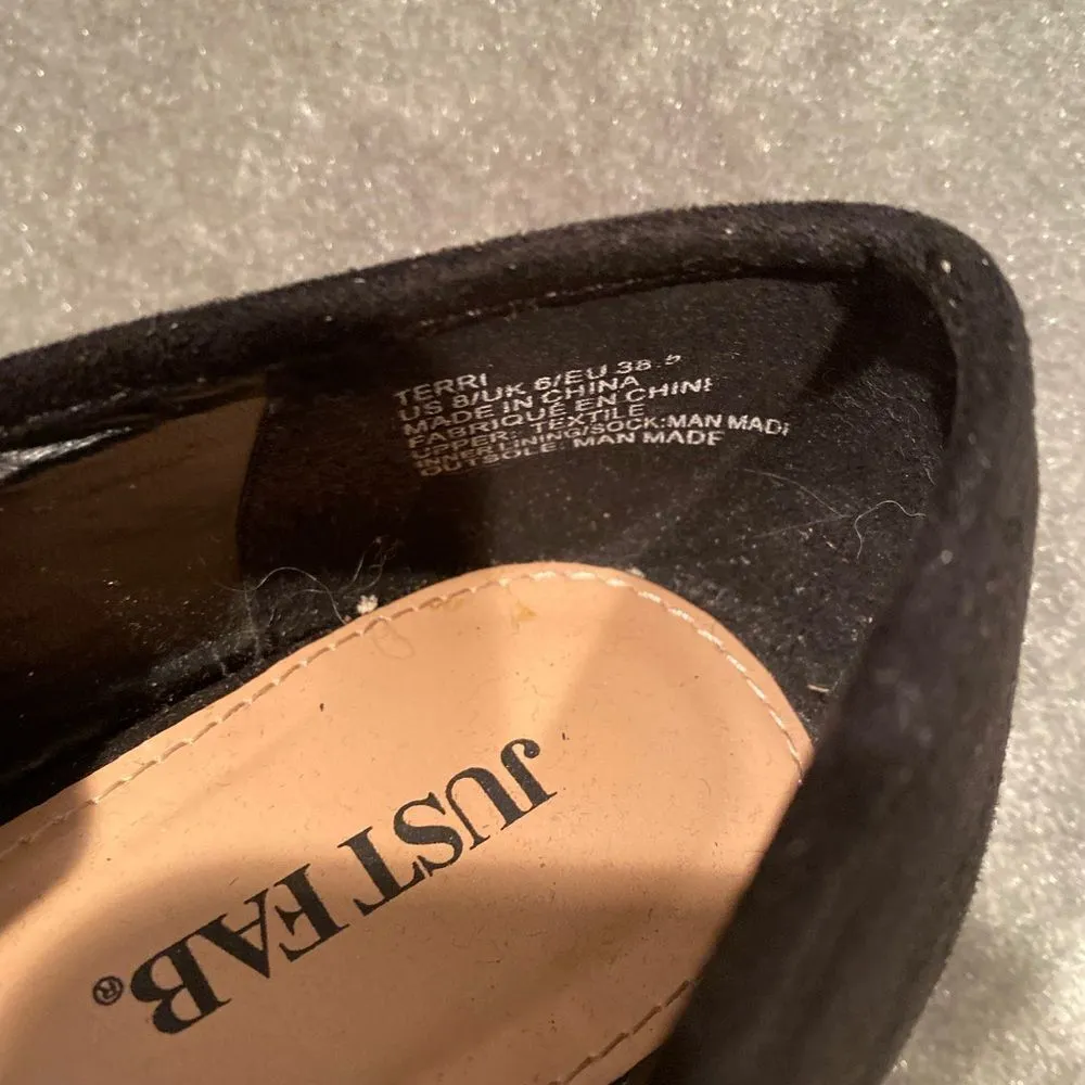 #328 JUSTFAB  Black Suede Loafers - Image 6