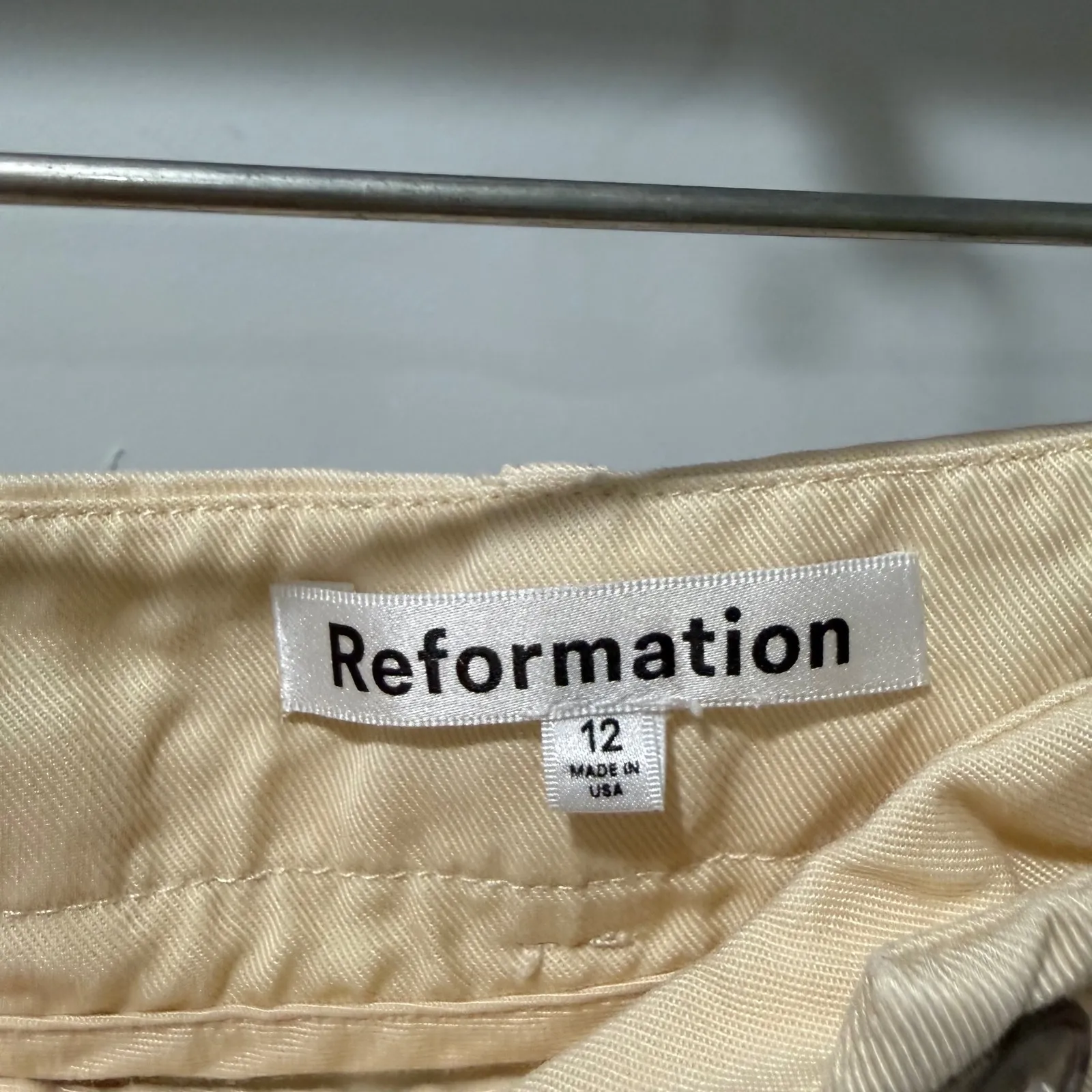 Reformation Mason Pant Wide Leg Trousers Pleated Cream High Rise Size 12 Office - Image 4