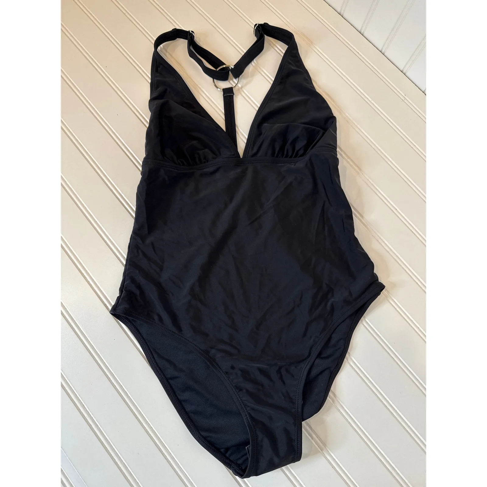 NWT Cupshe LOT OF 2 Swimsuits - Black Mesh Plunging Halter 1-PC Swim Bundle M - Image 6