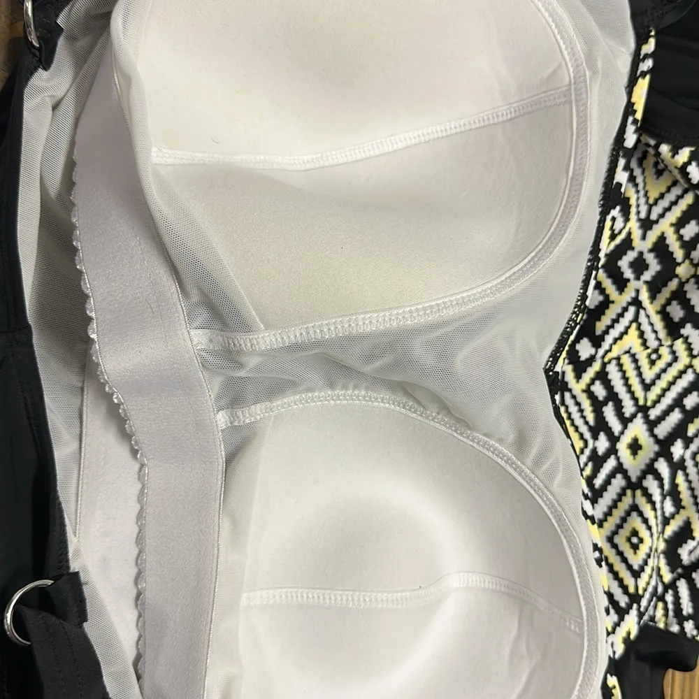 Catherines Swimsuit Tankini Top Black White Yellow Geometric Print Plus Size 26W - Image 7