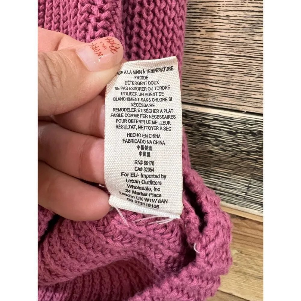 FREE PEOPLE Rose Pink Damsel Bell Sleeve Cotton V-neck Sweater M - Image 7