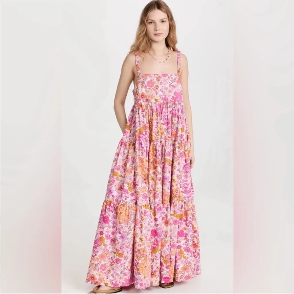 NEW Free People Park Slope Pink floral low back Maxi Dress sz XS - Image 3