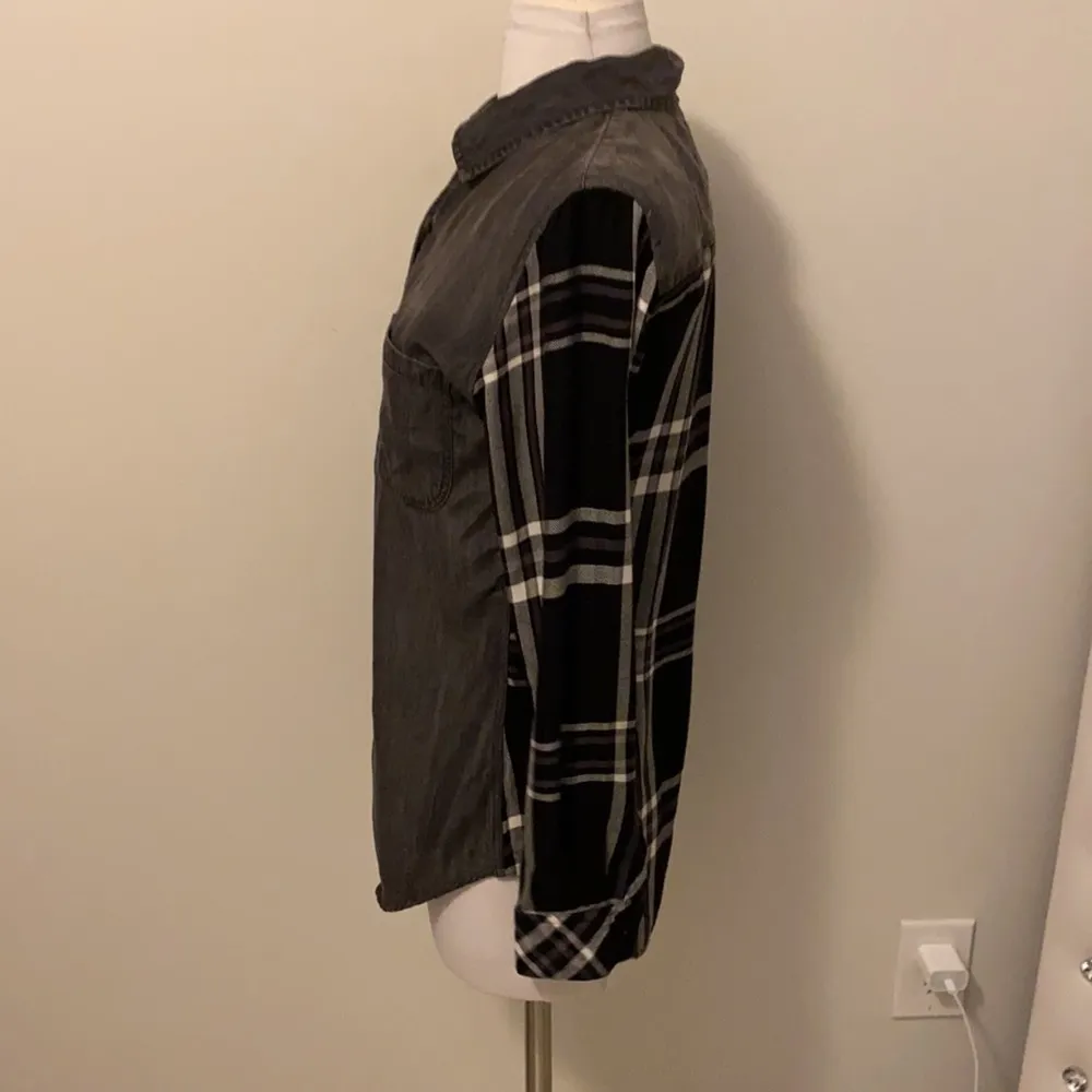 Rails Harper Denim Chambray Plaid Black Shirt - Image 6