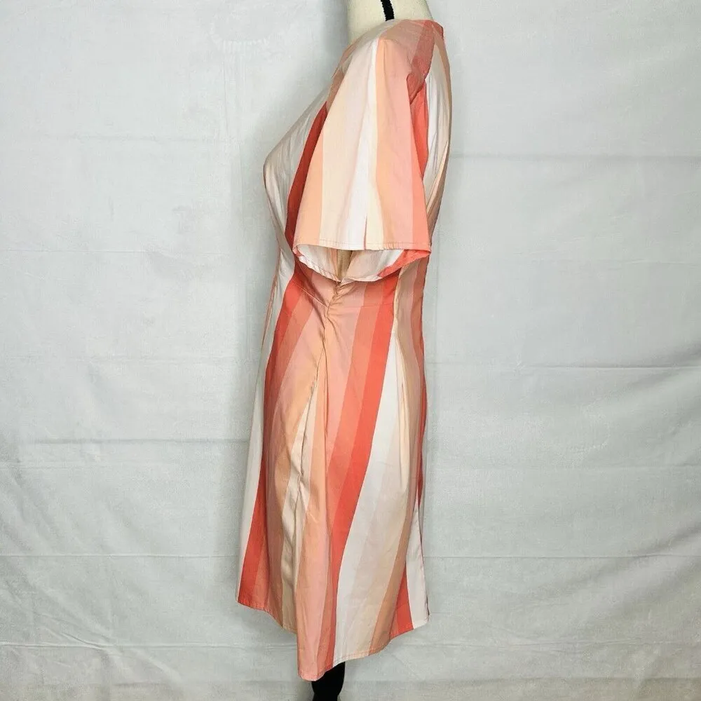 Pearl by Lela Rose Sheath Dress Womens Sz 4 Flutter Sleeve Pockets Pink Coral - Image 5