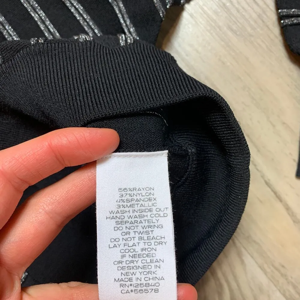 Intermix Jessa Metallic Striped Bateau Neck Dolman Sleeve Cropped Sweater XS - Image 6