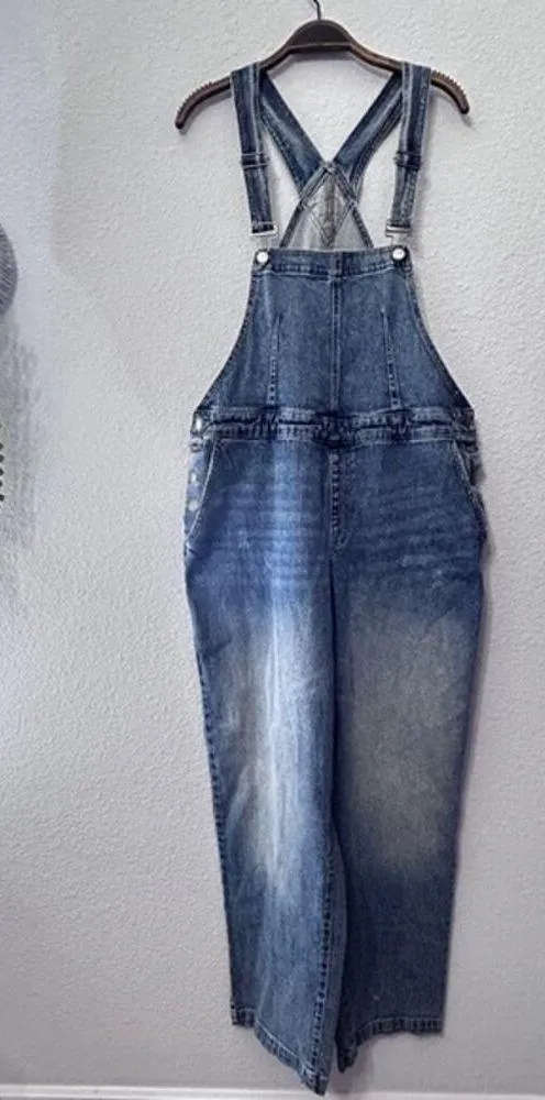 NEW Lane Bryant Straight Leg Denim Bib Overall Medium Wash Size 14 XL - Image 3