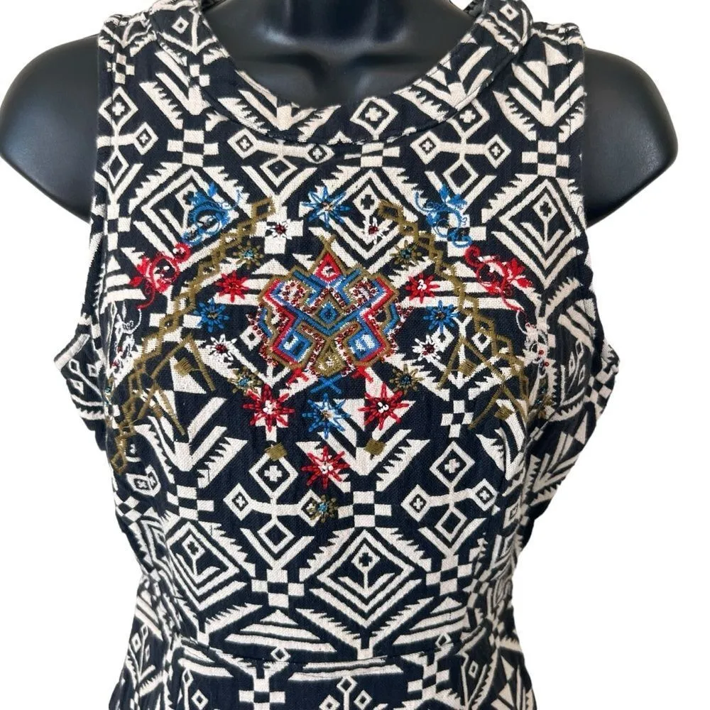 ASTR Tribal Embroidered Beaded Open Back Dress - Image 2