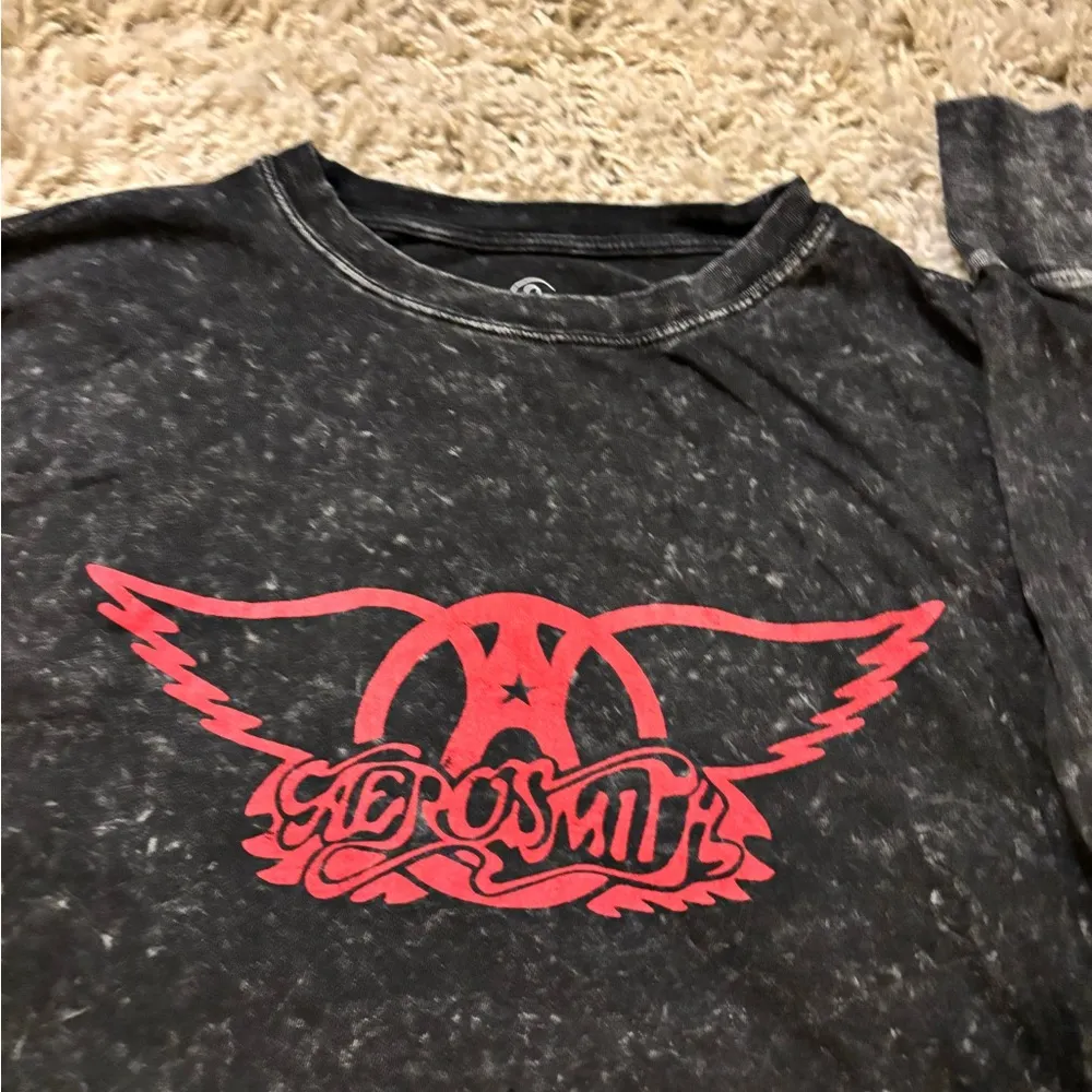 Aerosmith Black and Red Graphic Cropped Sweatshirt Size M Size M - Image 5