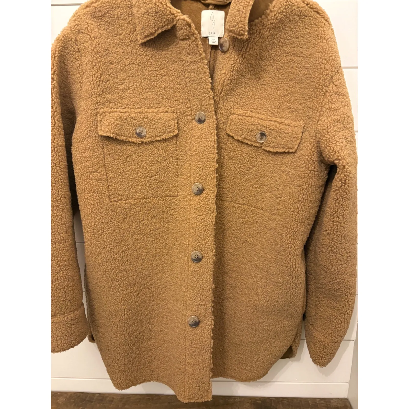 Joie Women's Teddy Sherpa Shirt Jacket Shacket Tan‎ Brown Small Casual Warm - Image 3