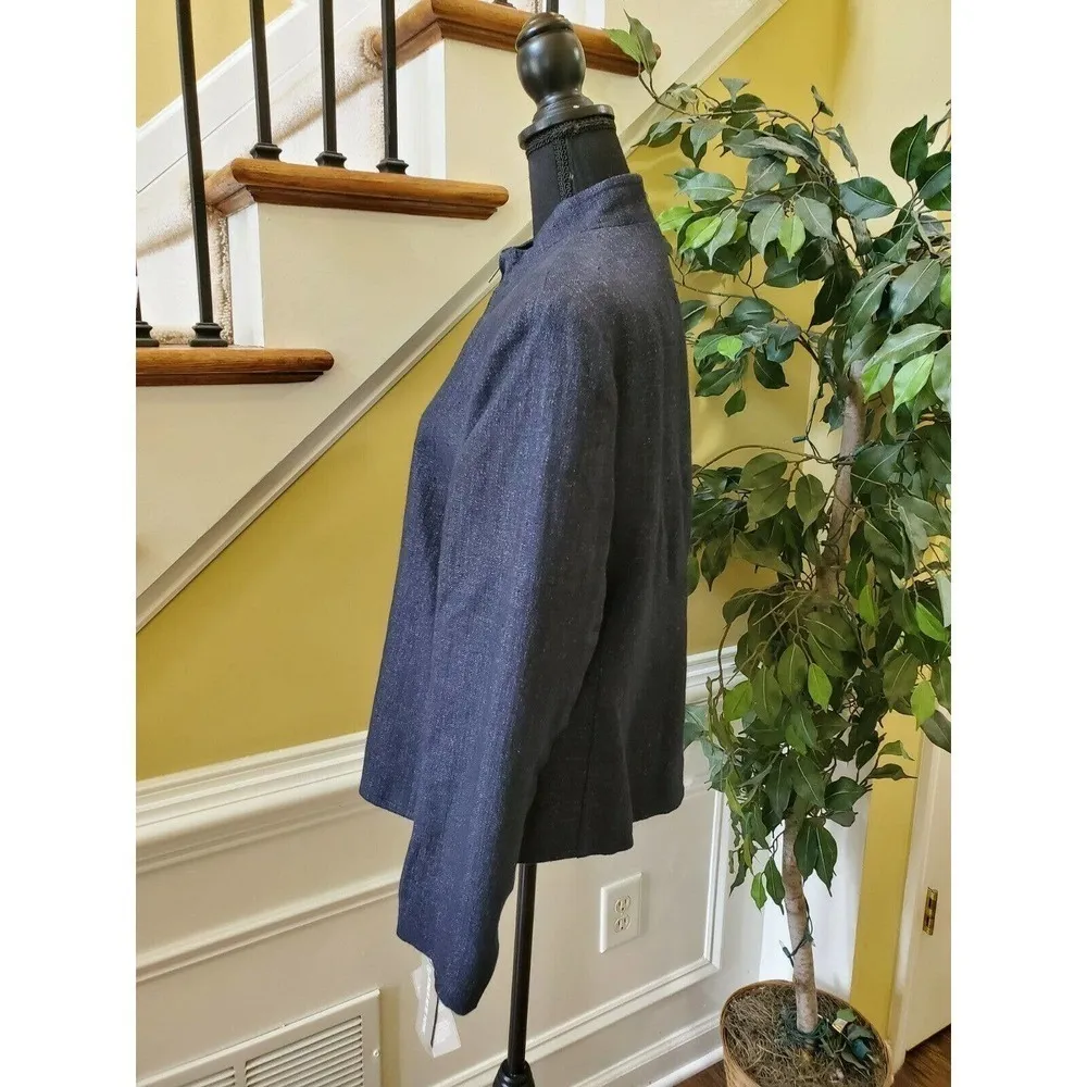 Jones New York Linen Denim Zip Up Jacket, Size 14 - Image 4