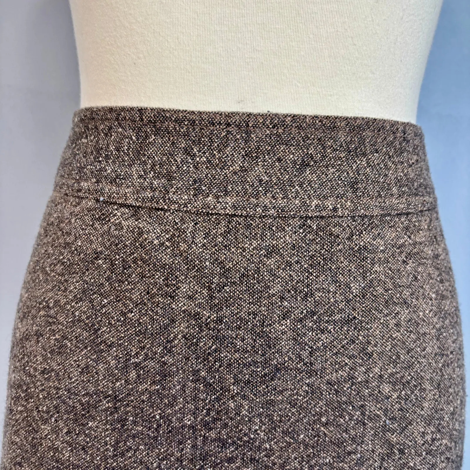 VTG Y2K Gap Brown Tweed Wool Blend Pencil Skirt Poetcore Neutral, Women's Size 4 - Image 5