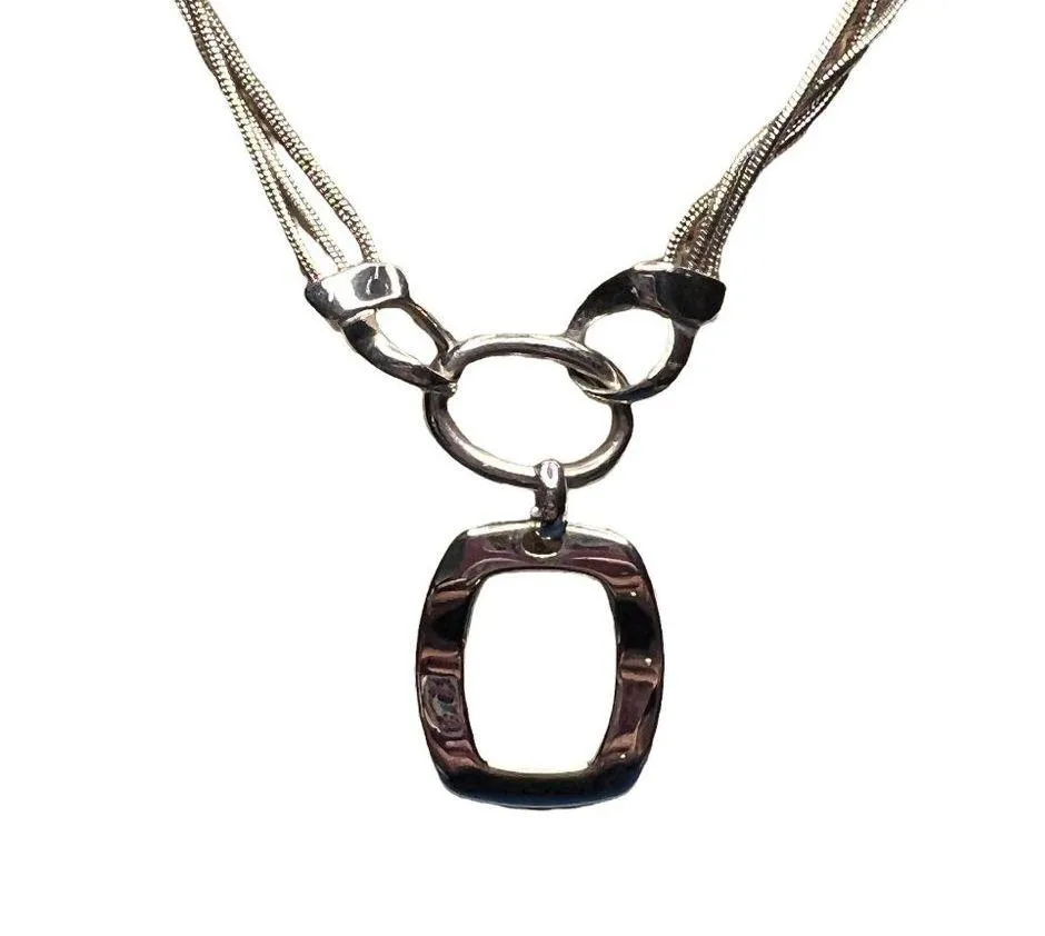 Lia Sophia silver tone necklace 3 strands pendant adjustable 19" - Image 2