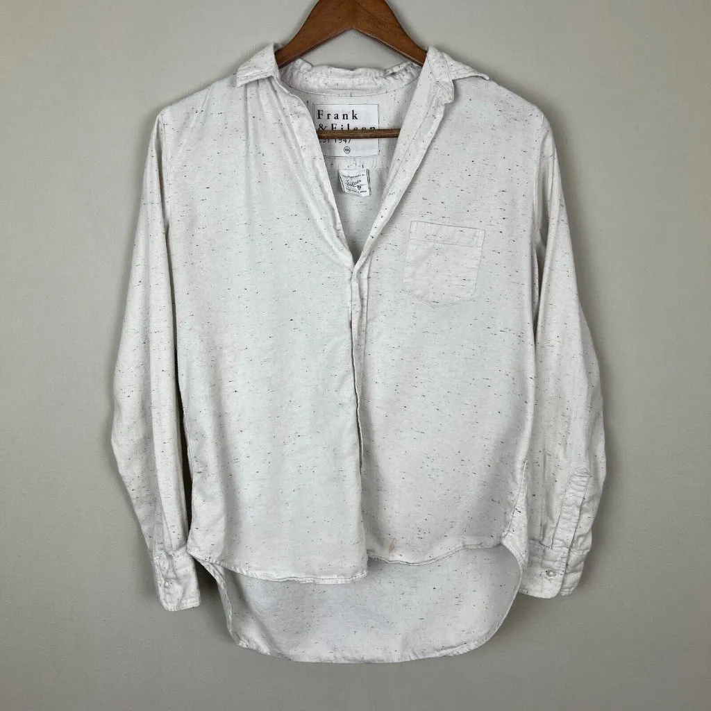 Frank & Eileen Flannel Eileen Shirt Women XXS Fleck Off White Relaxed Fit Cotton - Image 2