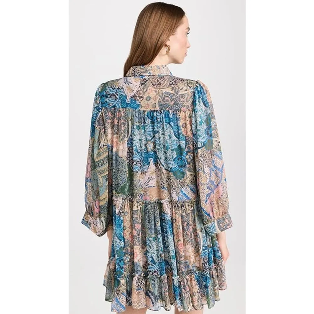 MISA Los Angeles Mita Bohemian Patchwork Printed Shirtdress Batik Small NWT $380 - Image 4