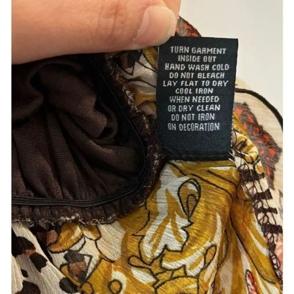 Zac & Rachel Abstract Animal Print Beaded Neck Blouse Sz S Women’s Brown - Image 8