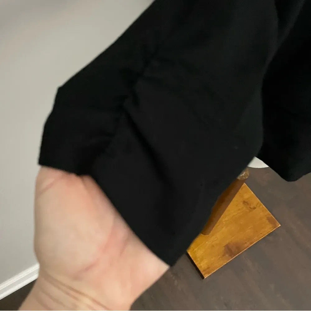 Lauren Conrad Blazer Cropped Ruched 3/4 Sleeves Bow Back Career Work Suit Black - Image 4