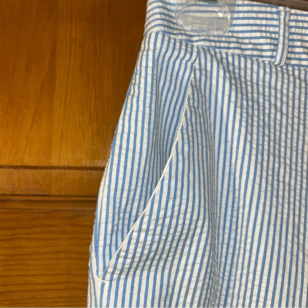 Fairway & Greene Women’s Bl/Wh Striped Seersucker Capri Golf Pants Sz 4 - Image 2