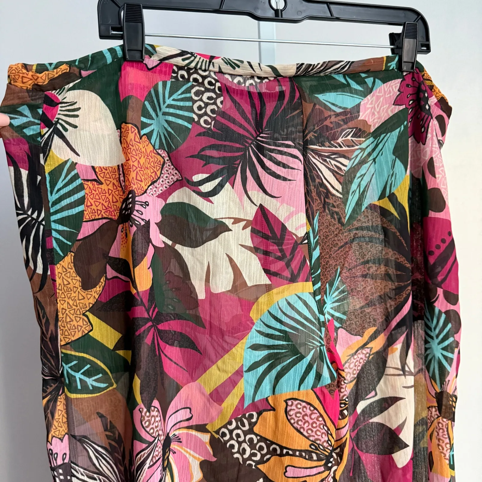 Bleu Rod Beattie Floral drawstring tropical floral sheer wide pants Size S - Image 9