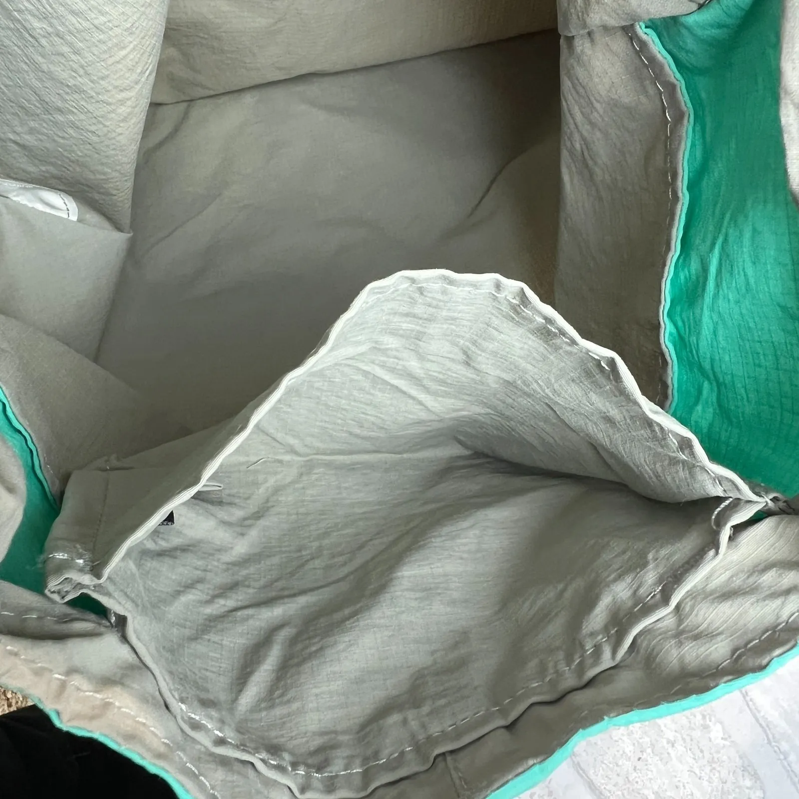 Notabag Backpack Bag Gray Seafoam Green Travel Nylon Cotton Casual Lightweight - Image 10