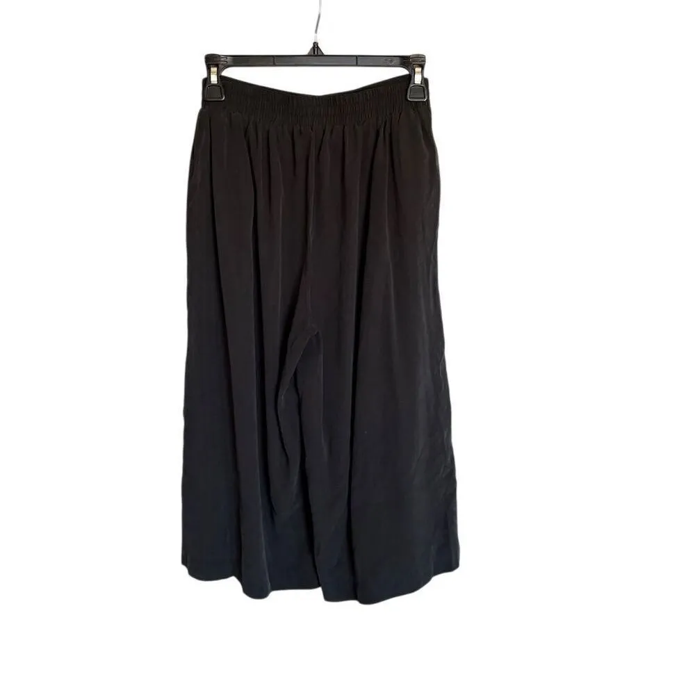 BCBGMAXAZRIA Wide-Leg Culotte Cropped Pants Black Size M Tie Waist Casual - Image 2