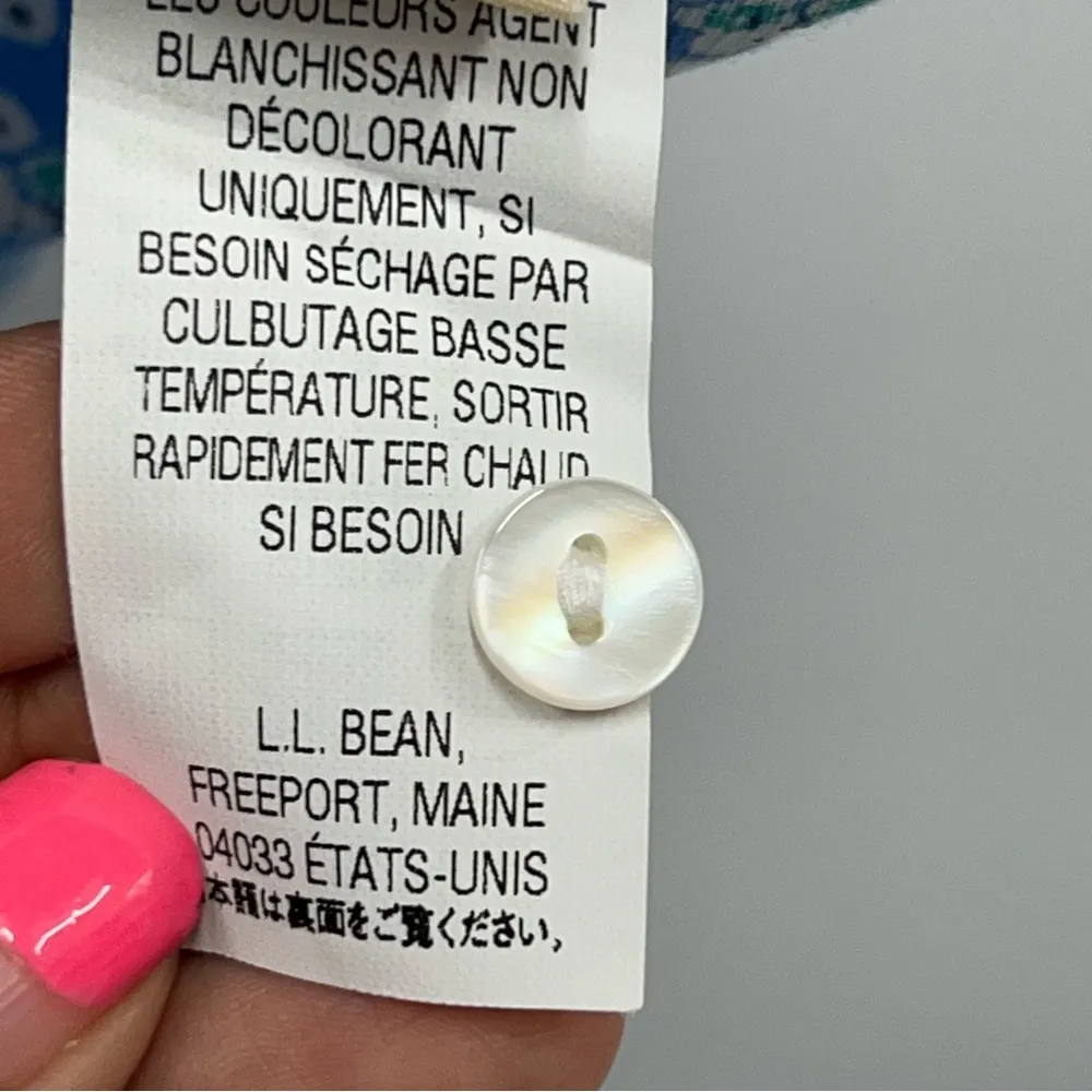 L.L. Bean floral split neck tee shirt short sleeve button blouse xl regular - Image 7