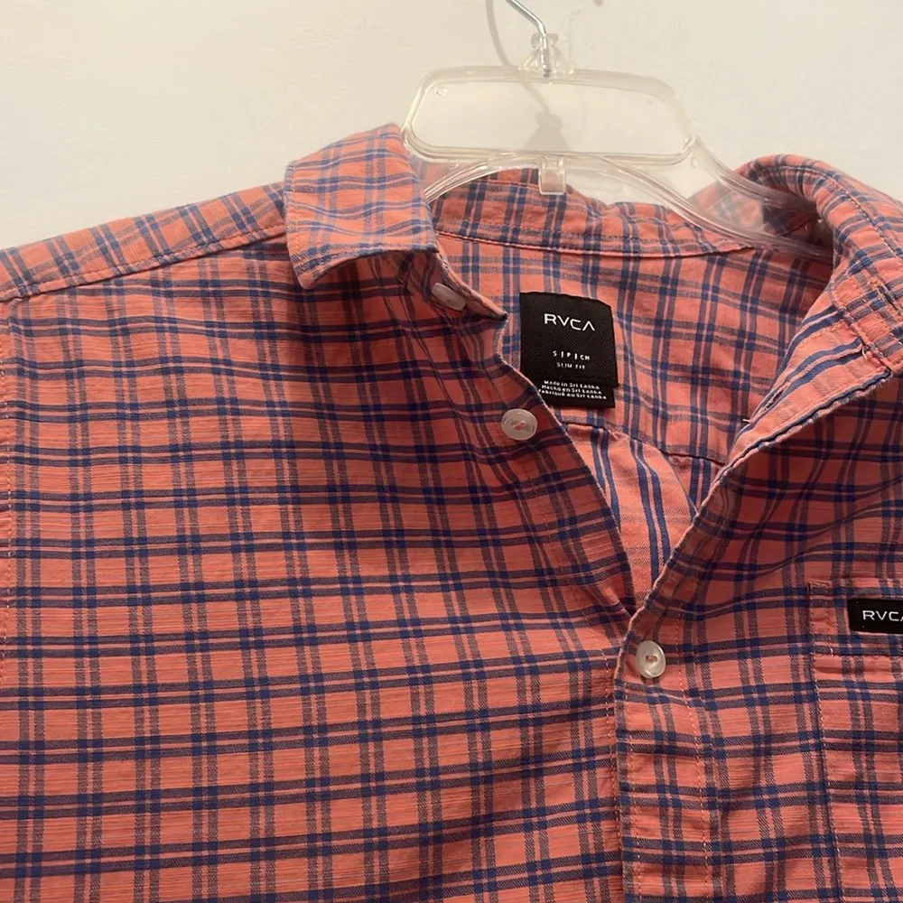 RVCA brush cotton button sown long sleeves plaid small - Image 4