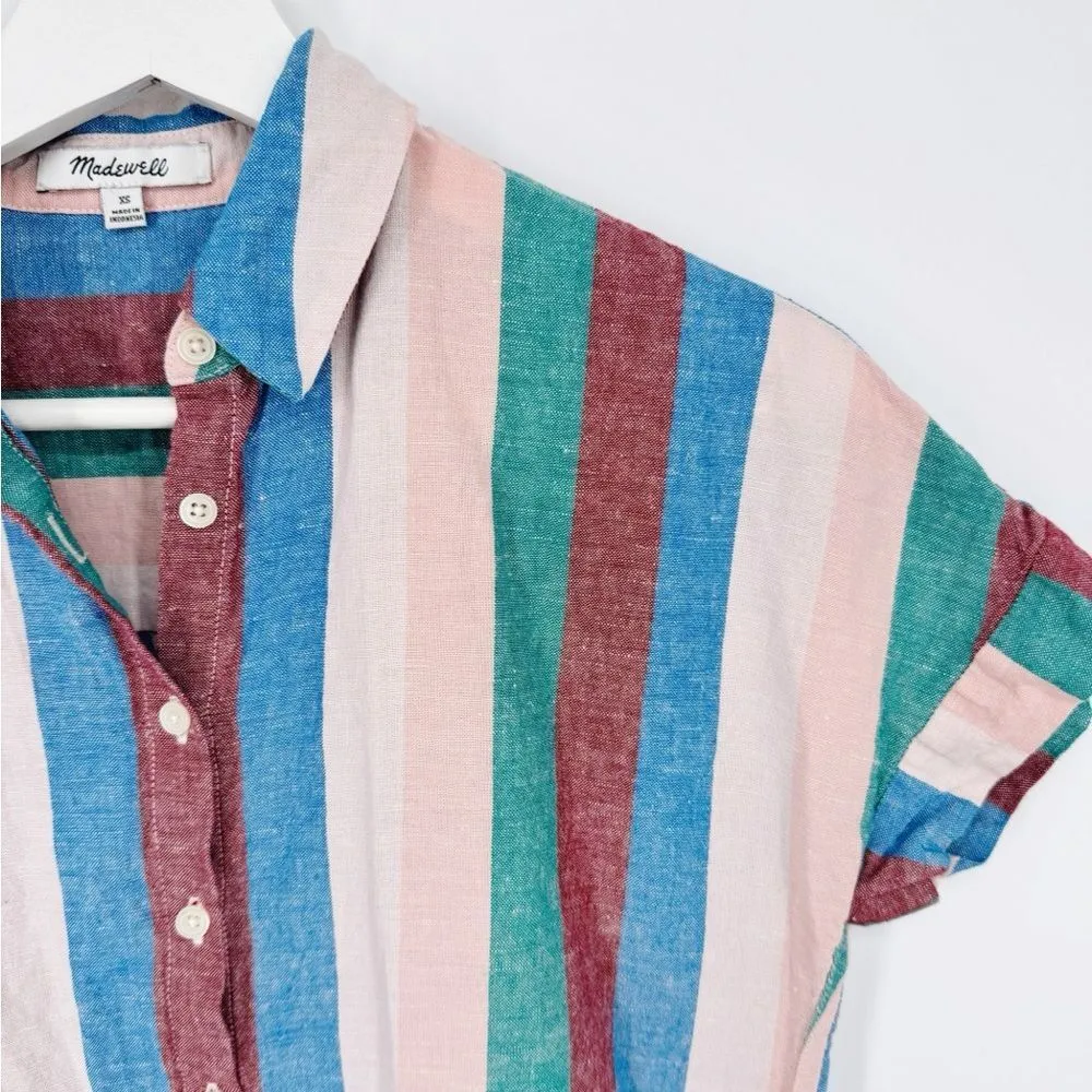 Madewell Central‎ Linen Button Down Shirtdress in Flagstaff Stripe XS - Image 5