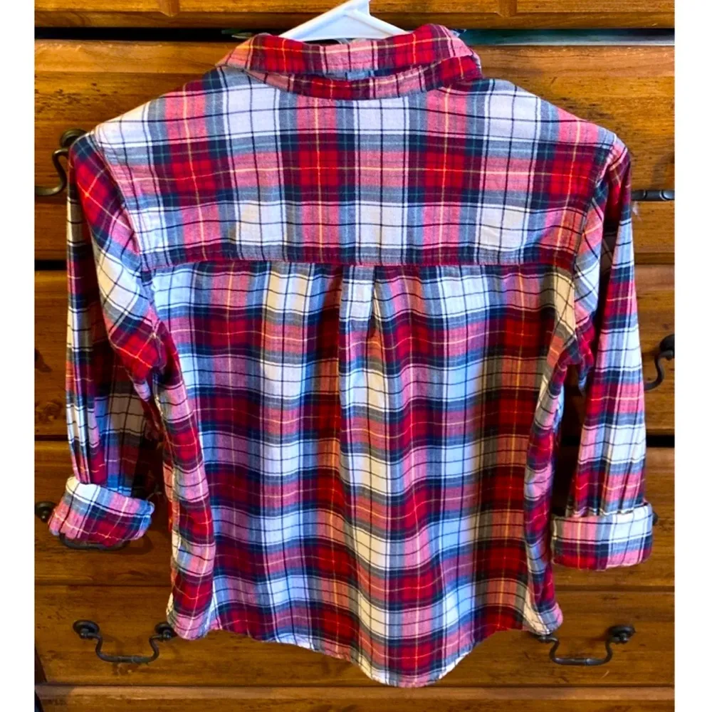 Forever 21 Flannel Plaid Button Down Women Size Small Multicolored Madras - Image 2