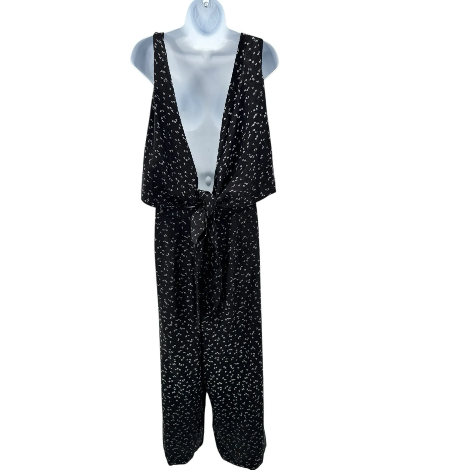 VETTA The Two Piece‎ Apron Jumpsuit Size 18 Black Floral Convertible Organic USA - Image 5