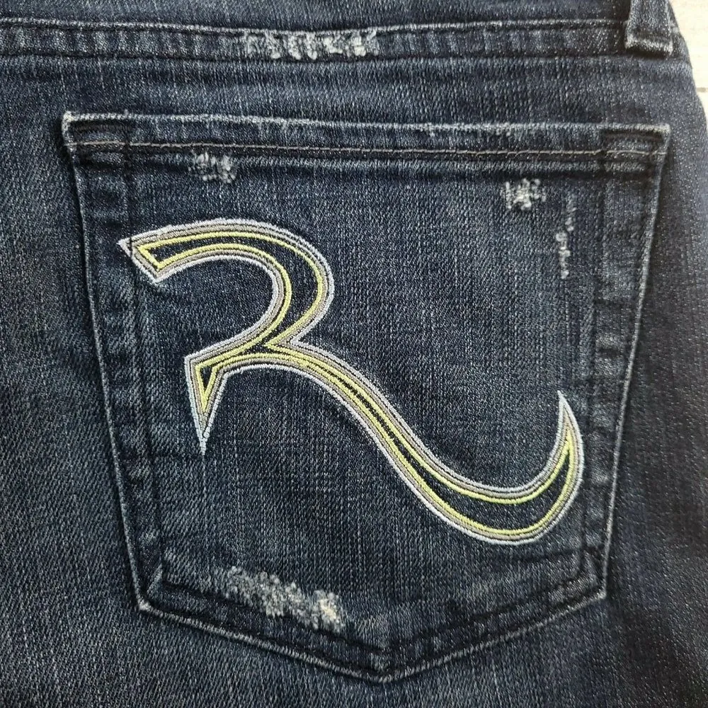 Rock Republic Stella Jeans Womens Dark Wash Low Rise Slim Straight Size 31 EUC - Image 12