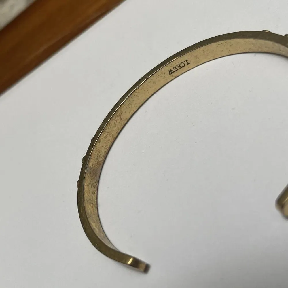 Petite Wrist - Signed J Crew Bangle Bracelet Brassy Gold Tone - Image 7