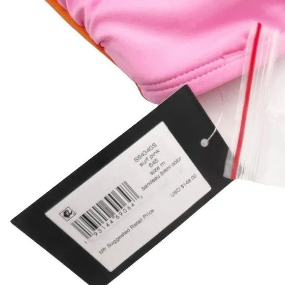 NWT Kate Spade Colorblock Ring Bandeau Bikini Swimsuit Surf Pink Size Medium NEW - Image 10
