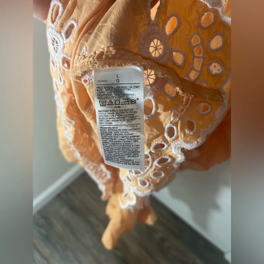 Old Navy Peach Fit & Flare Eyelet Midi Dress - Image 10