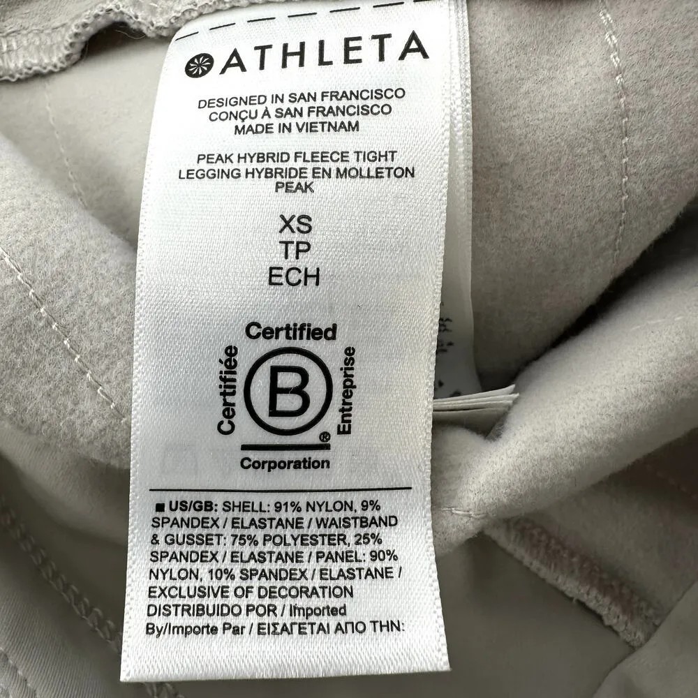 Athleta Peak Hybrid Fleece Plush Supersonic Tight Leggings Zip Birch Grey XS - Image 4