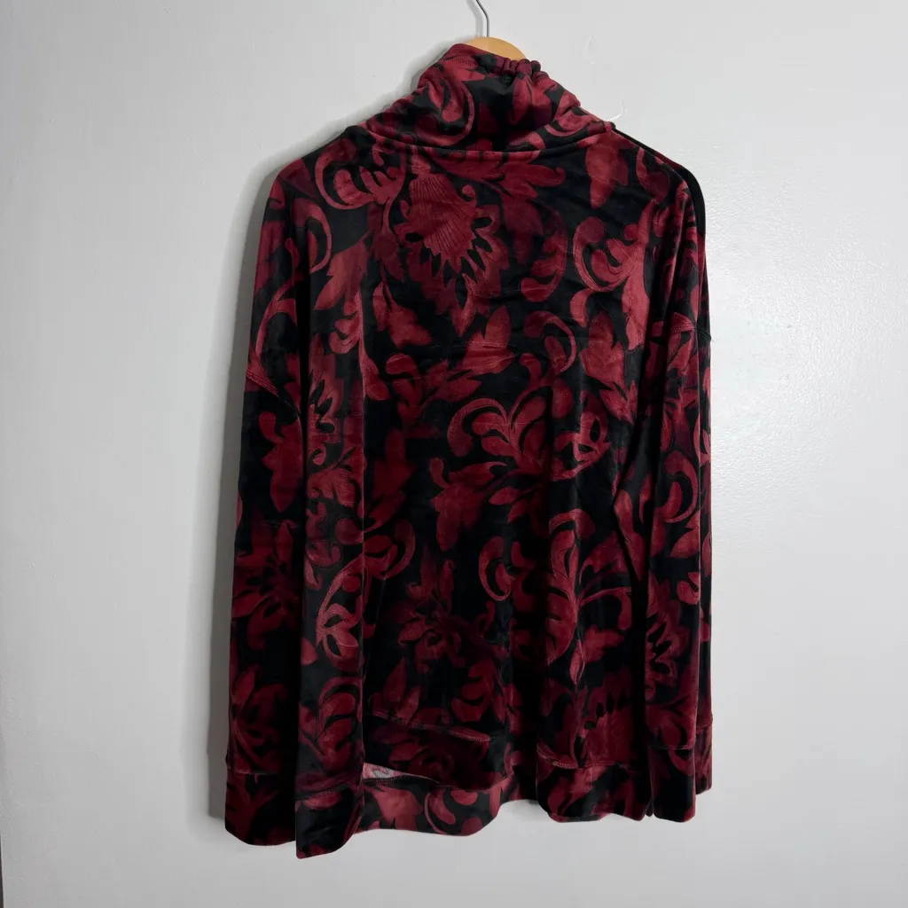 NWOT Chico's Zenergy Velour Funnel-Neck
Pullover Red Black Floral Soft‎ XXL (4) - Image 3
