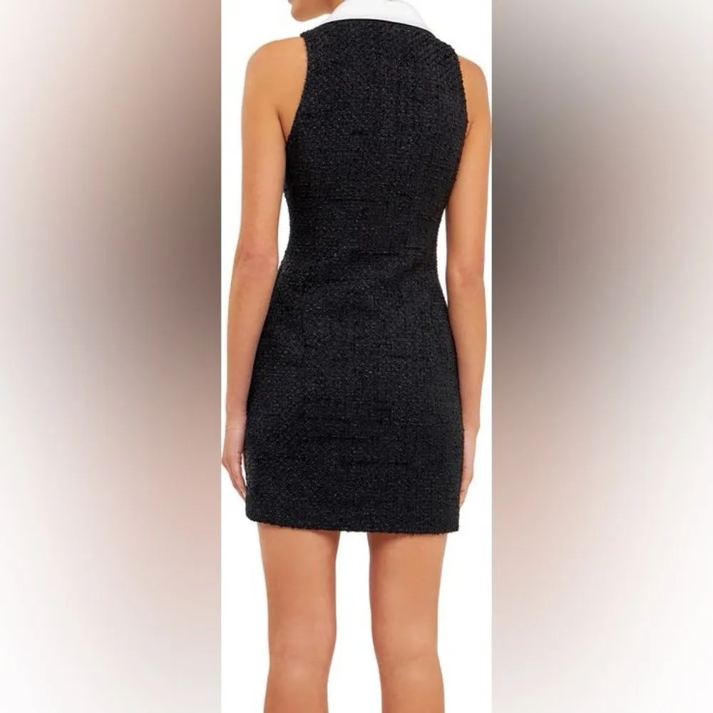 NWT Endless Rose Contrast Collar Tweed Mini Dress size medium women with pockets - Image 4