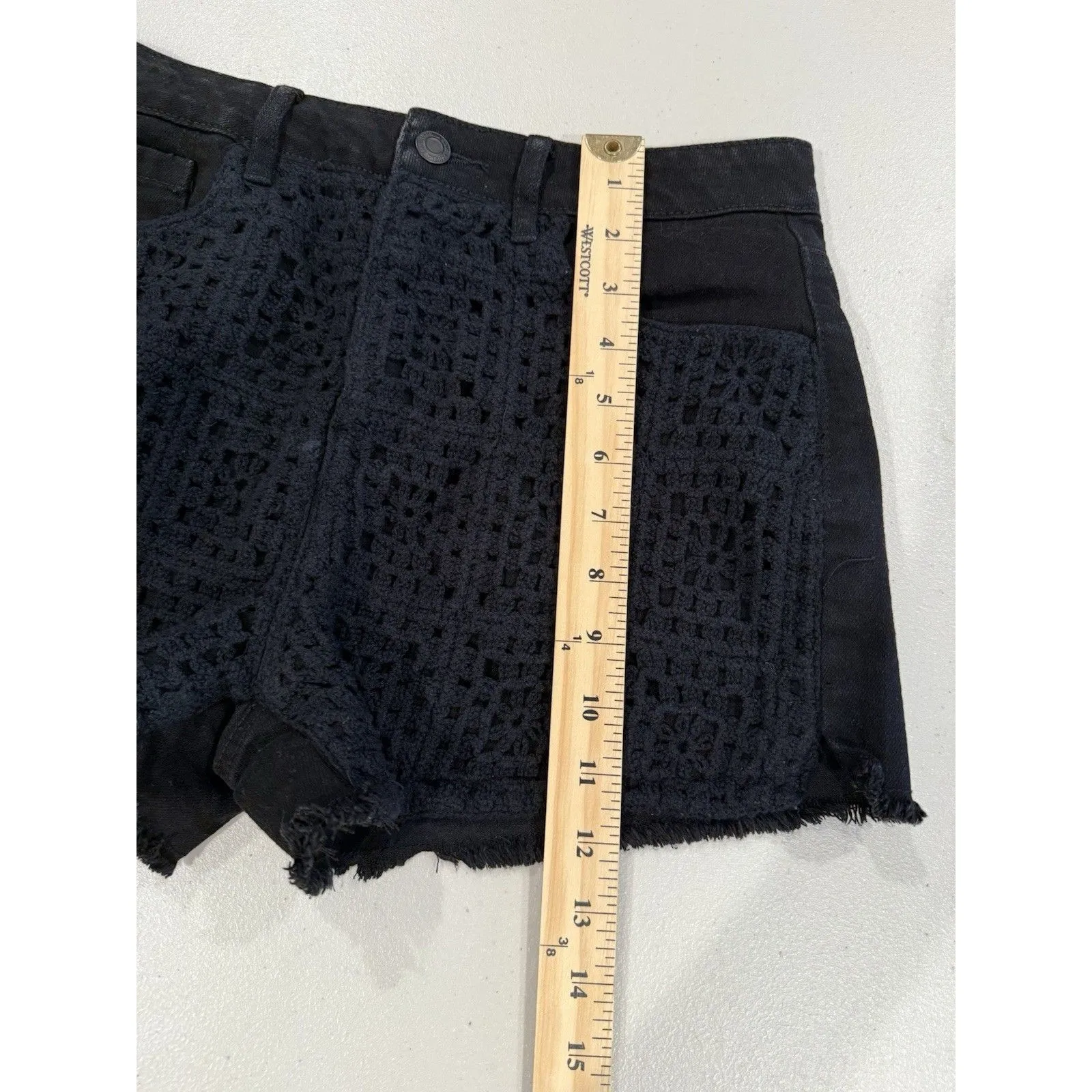 Vanilla Star Shorts Womens 28" Black Crochet Festival Boho Vacation Whimsigoth - Image 8