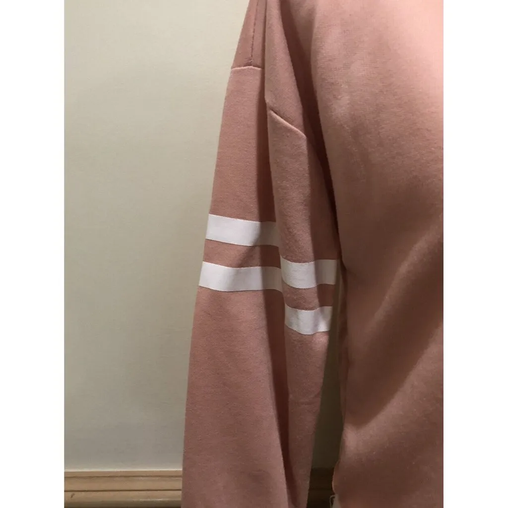 Long Sleeve Pull Over Top Frayed Hem ~ Long Sleeve ~ Size Medium ~ Pink - Image 3