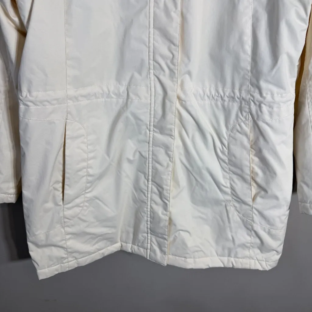 L.L. Bean Winter Warmer Coat Women's Large Ivory Full Zip Long Hooded 271139 White - Image 7