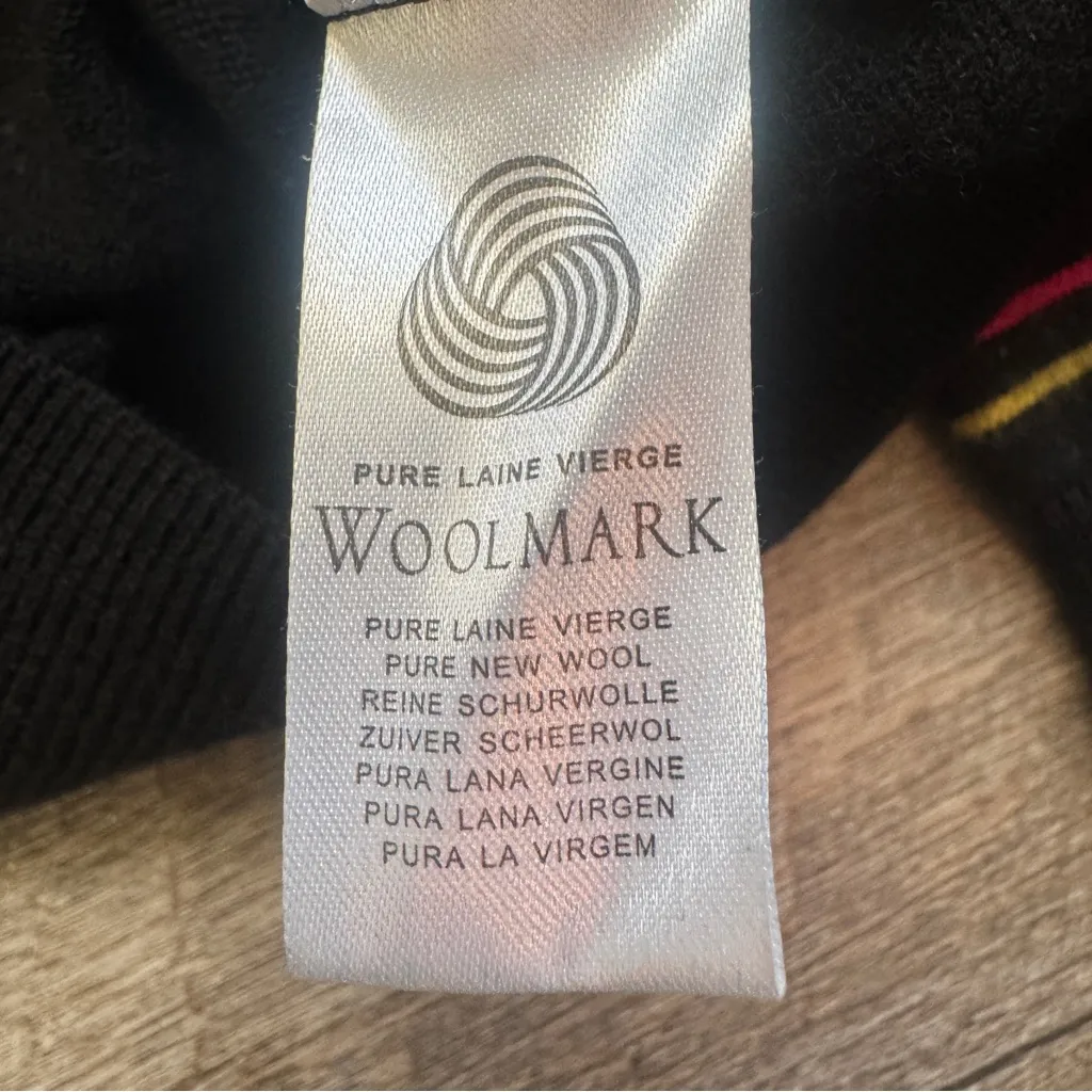 Lacoste V-Neck Black Wool Preppy Varsity Sweater Size 40 - Image 6