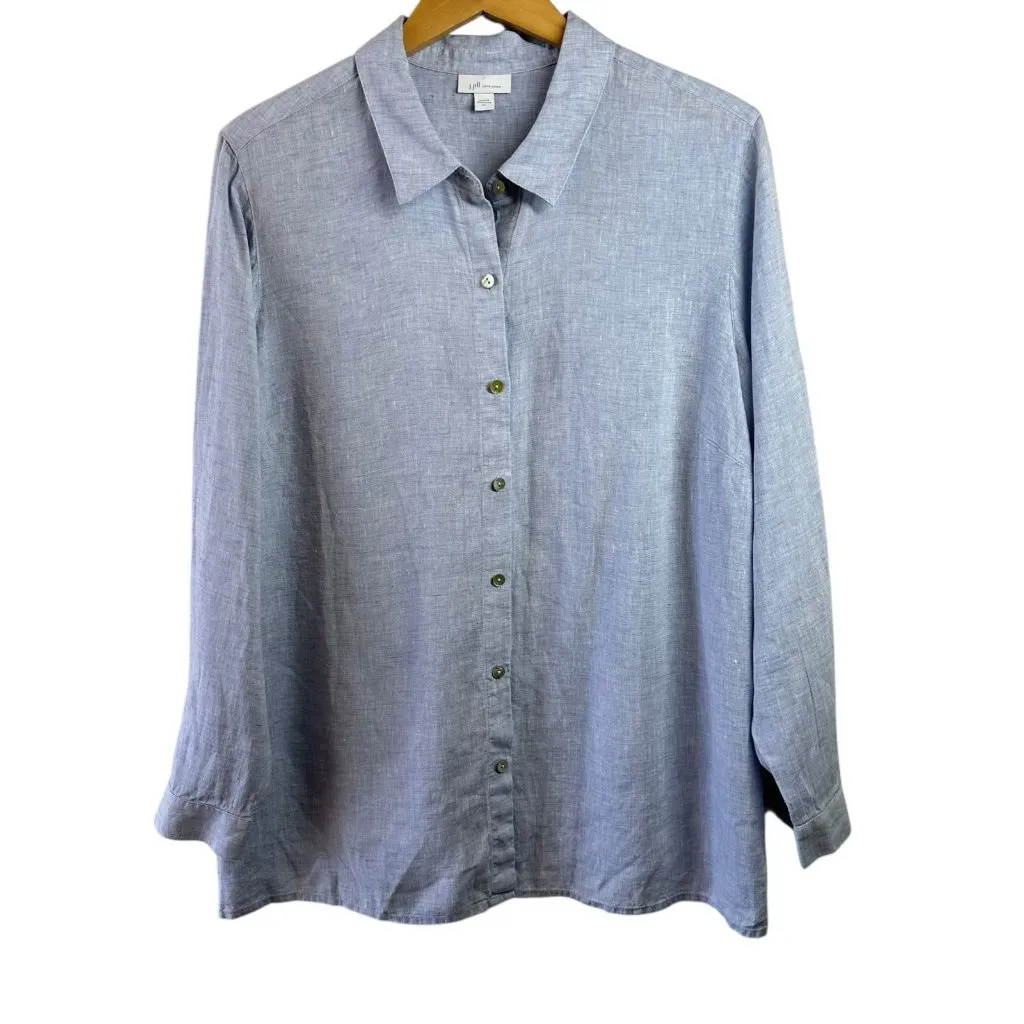 J.Jill Love Linen Blue Button-Front Tunic Top – Size XL Lagenlook - Image 2