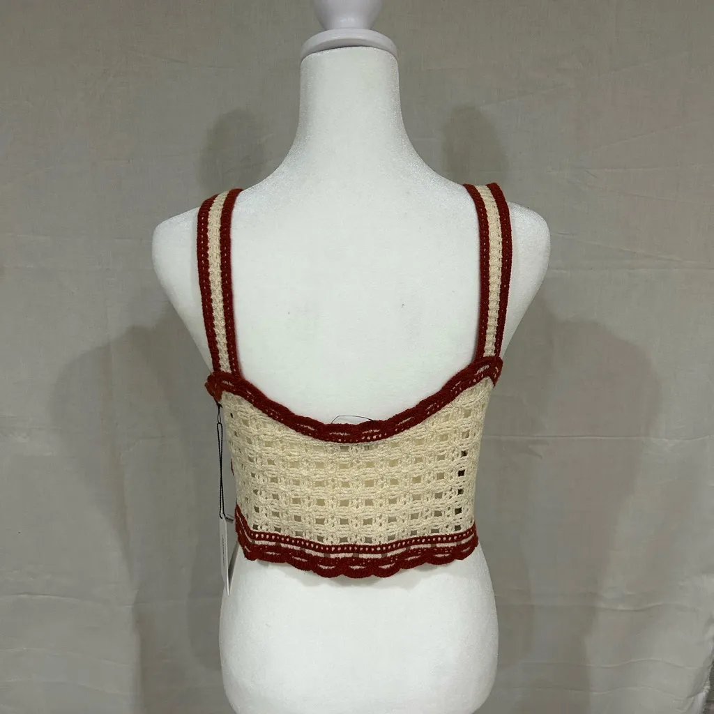 Jason Wu NWT Rust and Cream Crochet Crop Top - Image 3
