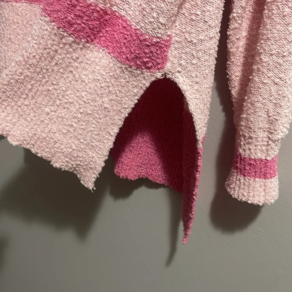 Pink Multi Striped Button Down Fuzzy Knit Cardigan NEW - Image 6