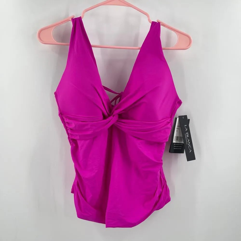 La Blanca Tankini Top Size 12 Island Goddess Over-The-Shoulder Twist-Front NWT - Image 13