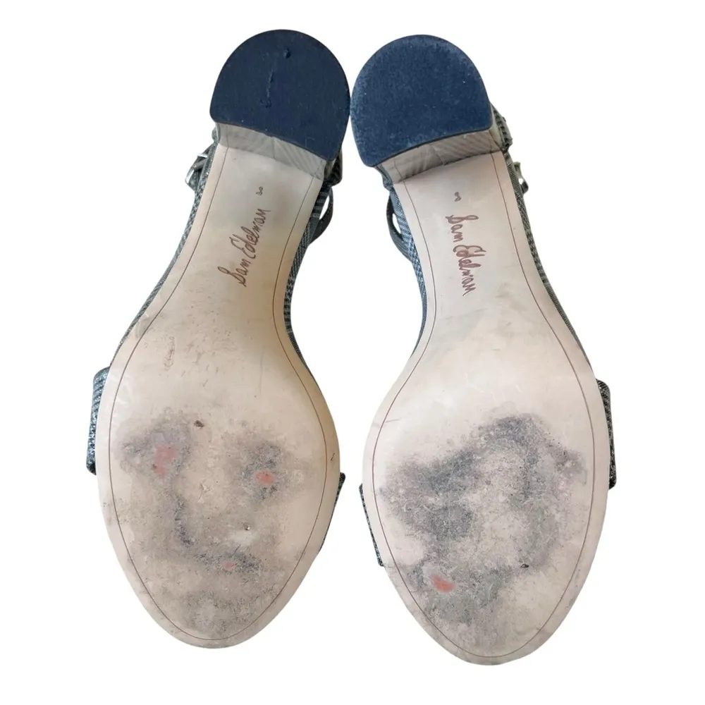 Sam Edelman Yaro Pewter Plaid Houndstooth Sandals Heels - Image 12